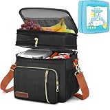 MIYCOO Lunch Bag Lunch Box for Women Men Double Deck Insulated Cooler Bag & 2PC Ice Packs for Lunch Boxes