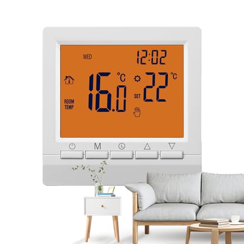 Termostato de inicio programable - ensamblaje de pared LCD | Controlador de temperatura inteligente Control de calefacción de pantalla táctil Planificador de calefacción Energía: termostato de espacio