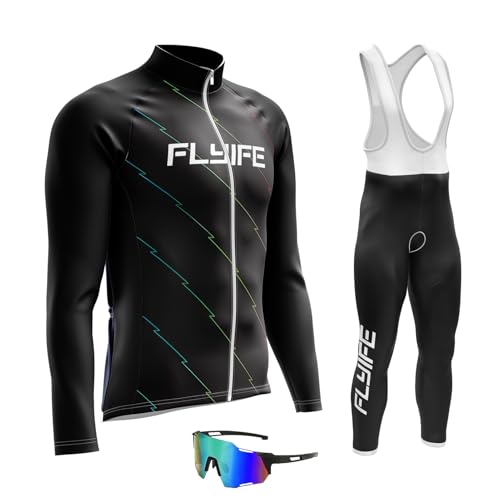 Maillot cyclisme homme manches longues respirant séchage rapide et poche arrière taille L