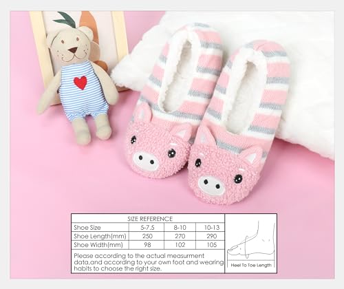 Image of DICUIRD Womens Animal Slipper Socks Non Slip Gripper House Slippers