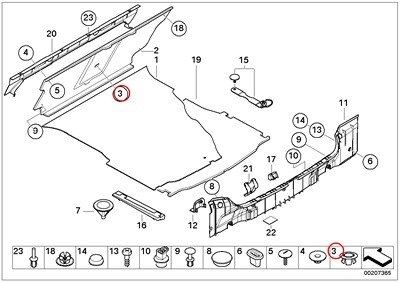 BMW Genuine Trunk Trim Panel Battery Wiring Cap 740i 740iL