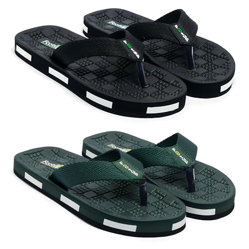 Image of Men's Orthopedic Comfort Flip Flops with Soft Fabric Straps | Cushioned Anti-Skid Footbed Slippers for Men | Lightweight Walking Flip Flops for Home, Outdoor, Indoor Use