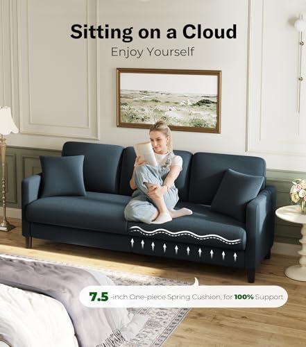 Welzona 83" Couches for Living Room, Teddy Sofa Couch, Comfy Sofas for Living Room, Tool-Free Setup Loveseat Sofa, All-Wood Love Seat Couches, Small Couch 2 Pillows Included, Slate Blue — view 3