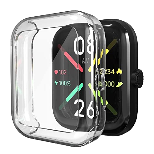 Image of Sounce Watch Case Compatible with Noise Colorfit Pulse Go Buzz Tempered Glass Screen Protector, HD Clear Touch Sensitive Ultra-Thin TPU Protective Cover (Transparent)