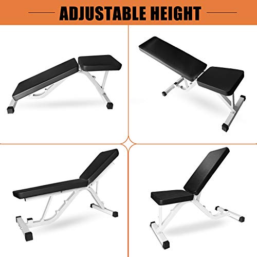 Weight Bench Adjustable, UMIKOOL Workout Bench for Multi-Purpose Weight Training and Ab Exercises Full Body Workout Home Gym(450Lbs Capacity)