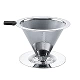 Edelstahl Wiederverwendbare Kaffee Filter, Permanenter Kaffeefilter Aus Edelstahl, Wiederverwendbarer Kaffeetropfer, Kaffeetropfer Aus Edelstahl, Mit Doppeltem Edelstahlgewebe Und Silikongriff
