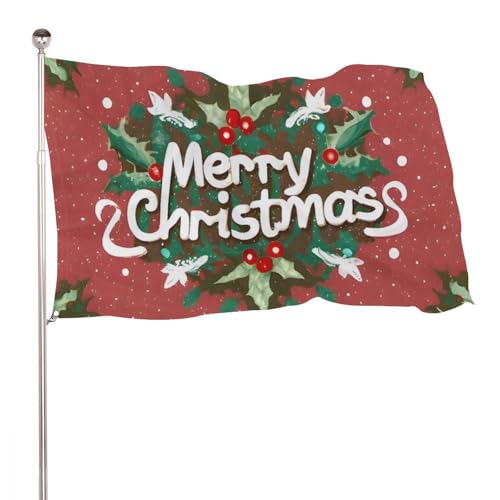 Weihnachtsgartenfahne, 90x150 cm Weihnachtskranz Flagge doppelseitig...