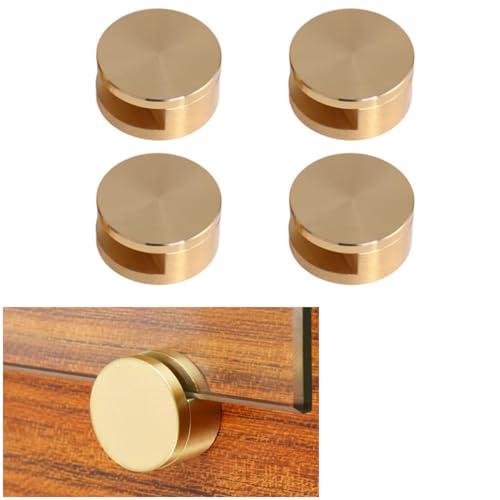 AWEN Mirror Clips 5-11mm Thick Glass Clamps Wall-Mounted Mirror Hanger Gold Pure Copper Mirror Mounting Clips for Wall Bathroom Dresser(4 Pcs) Medium GB044G