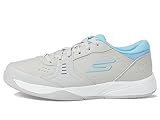Skechers Women's Viper Court Smash-Athletic Indoor Outdoor Pickleball Shoes | Relaxed Fit Sneakers, Grey/Blue, 6.5