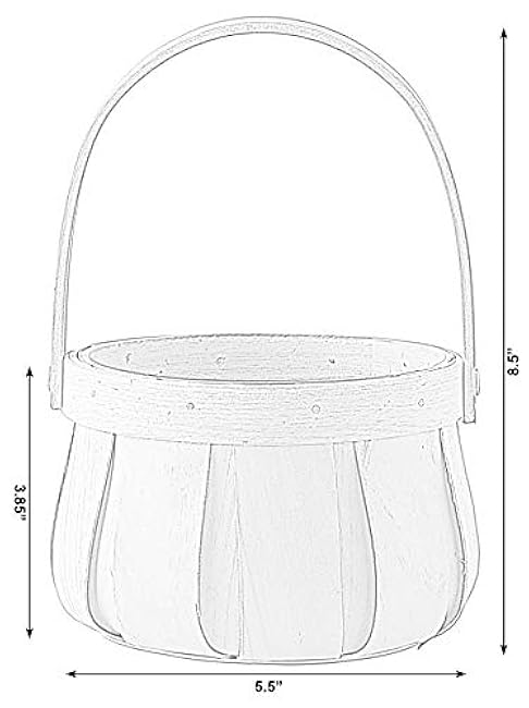 Vintiquewise Small Round Natural Woodchip Wooden Decorative Storage Basket with Handle