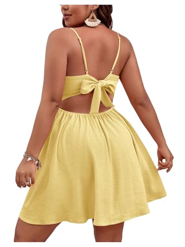 Image of Floerns Women's Plus Size Cut Out Twist Front Sleeveless Flare Hem Cami Dress