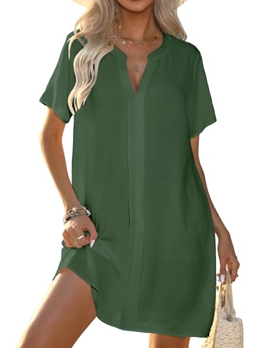 Halife Plus Size Cover Ups for Bthing Suits Women Sexy V Neck Swimsuit Coverup Lightweight Bikini Cover Up Dress for Beach Vacation Essentials Army Green XXL