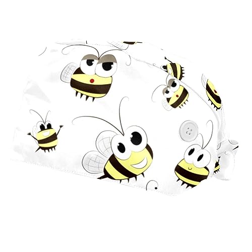 Casquettes de Travail Ajustables VERED Chapeaux Idéaux pour la Cuisine et Laboratoire Motif Abeille