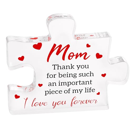 Mothers Gifts - Gift for Mom, Birthday Presents for Mother from Daughter Son, Engraved Acrylic Block Puzzle 2.2 x 2.8 in