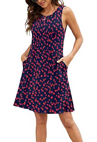 Image of Summer Dresses for Women Casual Sleeveless Swing Sundress with Pockets