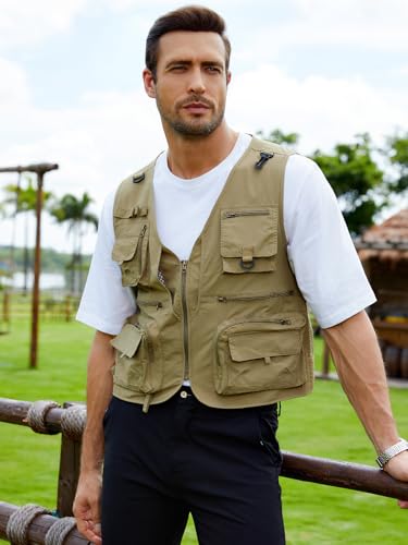 Gihuo Men's Lightweight Casual Vest Outdoor Work Fishing Zipper Travel Vest2