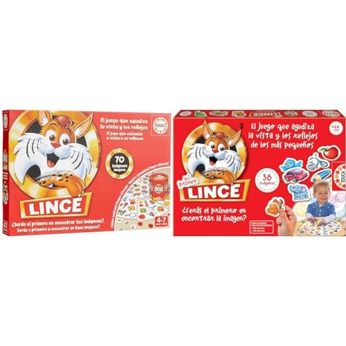 Educa - Lince 70 Imágenes, El Juego de Mesa Que agudiza la Vista y los Reflejos & Mi Primer Lince 36 Imágenes. El Juego de Mesa para Niños Ayuda a Agudizar Vista y Reflejos