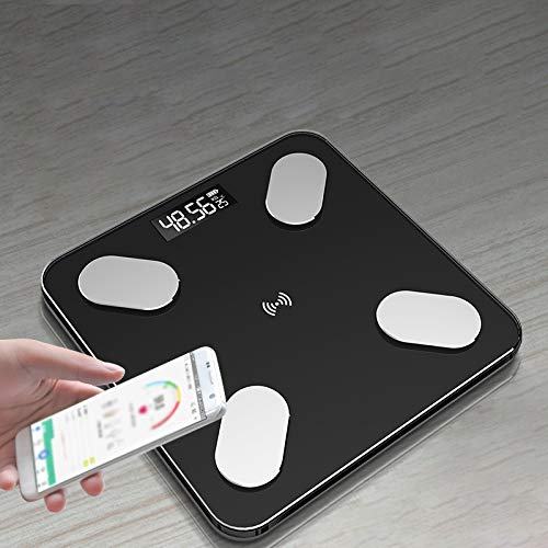 design de mode Bluetooth Balance de Graisse Corporelle Électronique ? Balances Numériques Salle de Bains Balance Balance Analyseur de Composition Corporelle Sans Fil Smart Digital (Couleur : Noir, Ta