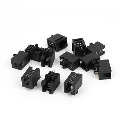 sourcing map 12 St&uuml;ck Schwarz 4-polig PCB RJ9 RJ10 RJ22 4P4C Modular Telefon Buchse DE de