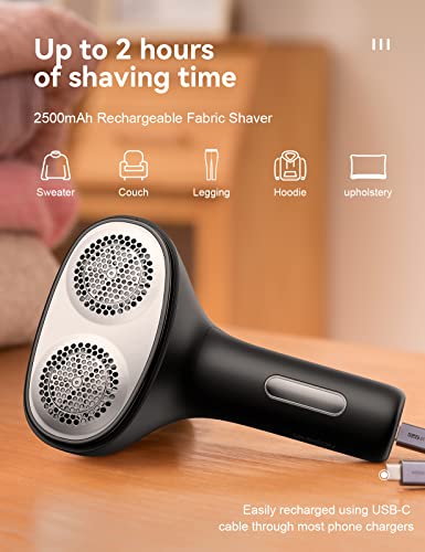 Vasson 2023 Upgraded Fabric Shaver, Rechargeable Lint Remover, Sweater Shavers To Remove Pilling, Electric Lint Shaver, Sweater Defuzzer, Pilling Remover For Clothes And Furniture (Black) #TOP3