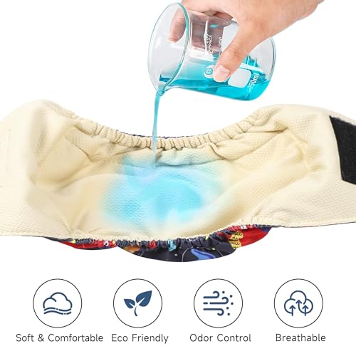 Image of 5 Pack Dog Diapers Male Reusable, Premium Belly Bands for Male Dogs, High Absorbing Male Dog Pee Wraps for Doggie in Incontinence or Excitable Urination and Training, Dino L