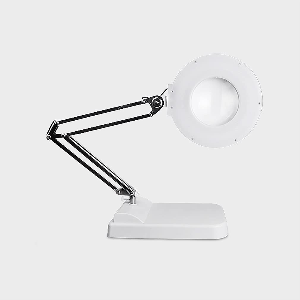 Lupa do czytania Podświetlana lupa na biurko Lampa stołowa i biurkowa Stojak podłogowy Diody LED — szkło powiększające bez użycia rąk lub czytanie, rękodzieło, malowanie Szkło powiększające (20X)