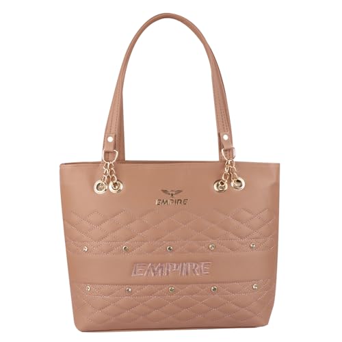 Empire Handbag Spacious For Women’s Ladies Purses, With Zip Closure Shining Tote Girl’s Women's PU Leather Ocean Side Handbags Shoulder Bag Hobo Bag For Office Use, Work (BEIGE)