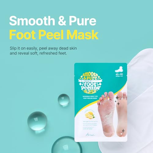 Image of Ariul Smooth & Pure Foot Peeling Mask (1 Pair) Korean Exfoliating Foot Mask Socks for Dead Skin & Callus Removal, AHA BHA Foot Peel Treatment for Dry Cracked Feet, Soft Smooth Foot Care Mask (Lemon)