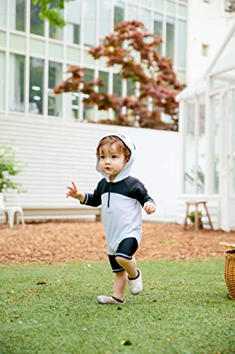 Image of VAENAIT BABY Zip & Snap Rash Guard Swimsuit, UPF 50+ One-Piece Long Sleeve Swimwear, Quick Dry Infant Beach Suit for 0~2T