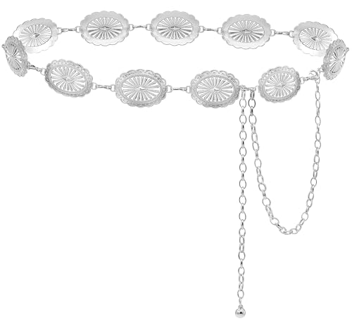 Image of Women's Concho Chain Belt Western Cowgirl Metal Waist Chain Belt for Dress