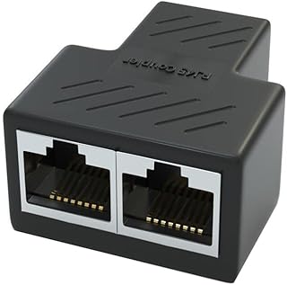 RJ45 Ethernet Cable Splitter Network Adapter, 1 Female to 2 Female LAN Ethernet LAN Network Extension Splitter Cable for Cat 5, Cat5e, Cat 6,Black 1 Pack