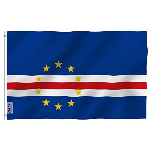 ANLEY Fly Breeze 3x5 fötter Kap Verdes flagga - Levande färg och UV-blekningsbeständig - Canvashuvud och dubbla sömmar - Republiken Kap Verde-flaggor Polyester med mässingstätningar 3 X 5 Ft