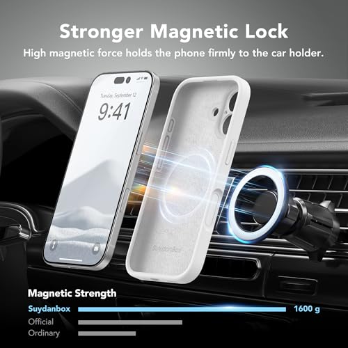 Image of Magnetic for iPhone 17 Case, Compatible with MagSafe, [Full Camera Protection][Screen Protector] Silicone Shockproof Protective Phone Case for iPhone 17 6.3 inch, White