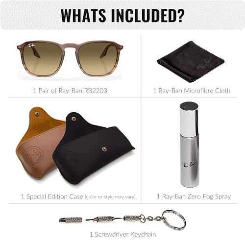 Ray-Ban RB2203 Square Shaped Sunglasses for Men & Women with Official RAYBAN Eyewear Kit3