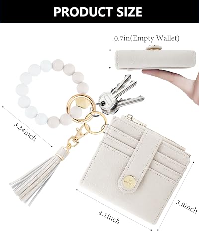 Image of Keychain Wallet Wristlet for Women,RFID Small Wallet | Wallet Wristlet with Zipper Coin Pocket,Vegan Leather Card Wallets for Women, 2 ID Window,Gift