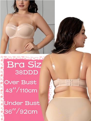 Image of Strapless Bra 36D Bras for Women Push up Beige Pink