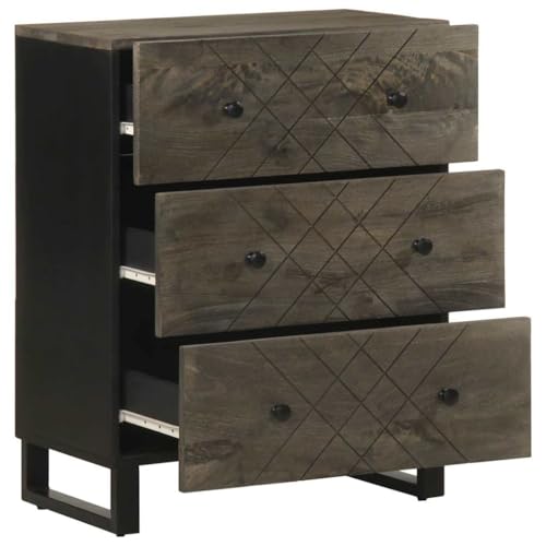 Cómoda de madera maciza de mango pequeña, armario auxiliar negro de 75 cm de alto 4