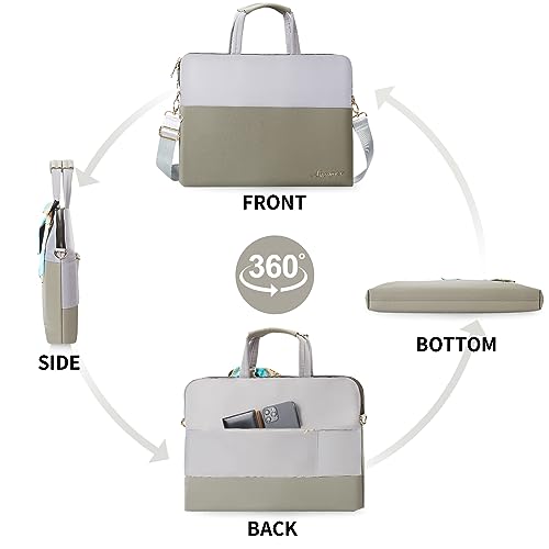 navmen 15.6 inch Laptop Bag for Women Laptop Sleeve Case Waterproof Shoulder Computer Bag Grey