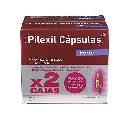 PILEXIL CAPSULAS - Pilexil Cápsulas Forte 2 x 100 Unidades, Incluye 2 Complementos Alimenticios, con Vitaminas y Minerales, Nutre el Cabello, para Hombres y Mujeres