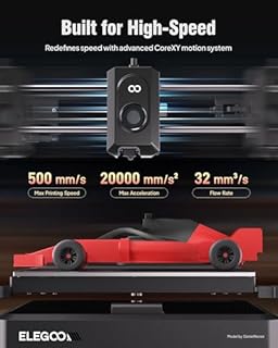 ELEGOO Centauri Carbon 3D Printer, CoreXY 500mm/s High Speed Printing with Auto Calibration, 320°C Nozzle and Built-in Camera, Ready to Print Out of the Box, 256x256x256mm Printing Size