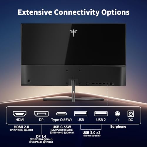 KTC 5K Monitor 27 Inch | Dual Mode 5K (5120x2880) @60Hz / 2K@160Hz Seamless Switching | | 99% DCI-P3, 100% sRGB, ΔE＜2 | 1 x Full Function USB C, 2 x USB A 3.0 | HDR400 | Compatible with Mac Mini - Image 6