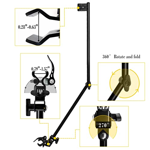 Hobvo Upf 50+ Golf Umbrella With Adjustable Universal Clamp Portable Umbrellas For Rain, Manual Open & Close, For Beach Chair, Golf Cart, Stroller, Bleacher, Patio (Black, 43.3") #TOP3