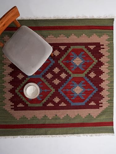 Hand Woven Flat Weave Kilim Wool ECO-Friendly Area Rugs -