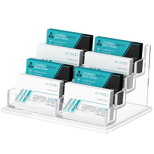 HIIMIEI Acrylic Business Card Display, Multiple Card Holder for Office, Home, Restaurant - 8 Slot, 4 Tier