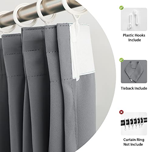 Mumfas Pinch Pleated Curtain 52 X 84 Inches Long, Triple Weave Room Darkening Indoor Ourdoor Window Treatment Curtain For Bedroom, Living Room, Hotels, Easy Hanging Via Hooks, Grey, 1 Panel #TOP3