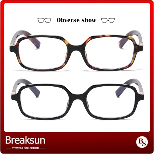 Image of Breaksun Retro Rectangle Glasses for Women Men Small Square Blue Light Blocking Glasses Vintage Eyeglasses