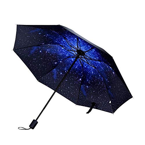 Hosoncovy Night Star Sky Faltschirm Doppelschicht Winddichter Anti-UV-Sonnenschutz 100CM Kompakter Reiseschirm für Frauen Männer