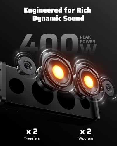 Image of Ehaho 17 Inch 4-Speaker UTV Sound Bar with Bluetooth, RGB, IP66 Waterproof | Plays to 110dB | BT 5.4 & Auracast, Music-Sync RGB, 3 EQ, Detachable Cable, Fits 1 inch-2 inch Roll Cages for UTV Golf Cart SXS ATV