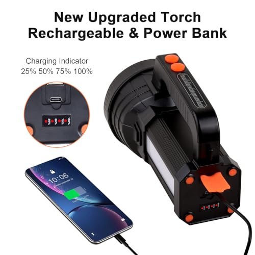 Eray LED Taschenlampe 11000 Lumen mit Akku und 6 Lichtmodi