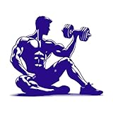 Rutina de ejercicios con mancuernas silueta a Pegatinas de pared 54.6x63.6cm Varios tamaños Azul oscuro